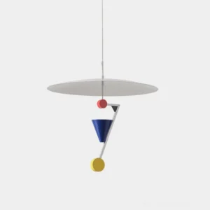 Modulo modern geometric pendant light with color-block design featuring red, yellow, and blue accents on white studio background