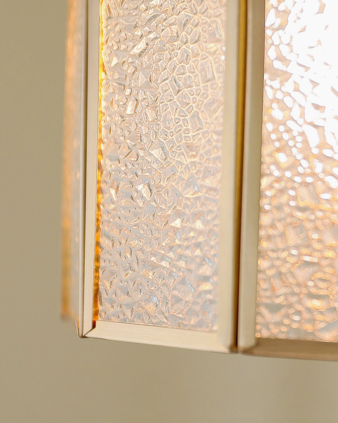 Moire frosted glass brass ceiling fixture contemporary design feature
