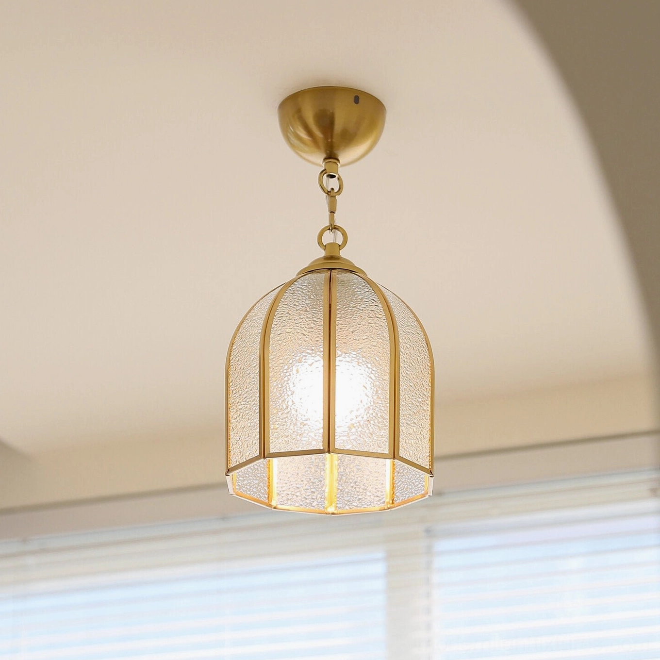 Moire scalloped brass ceiling light fixture product detail showcase