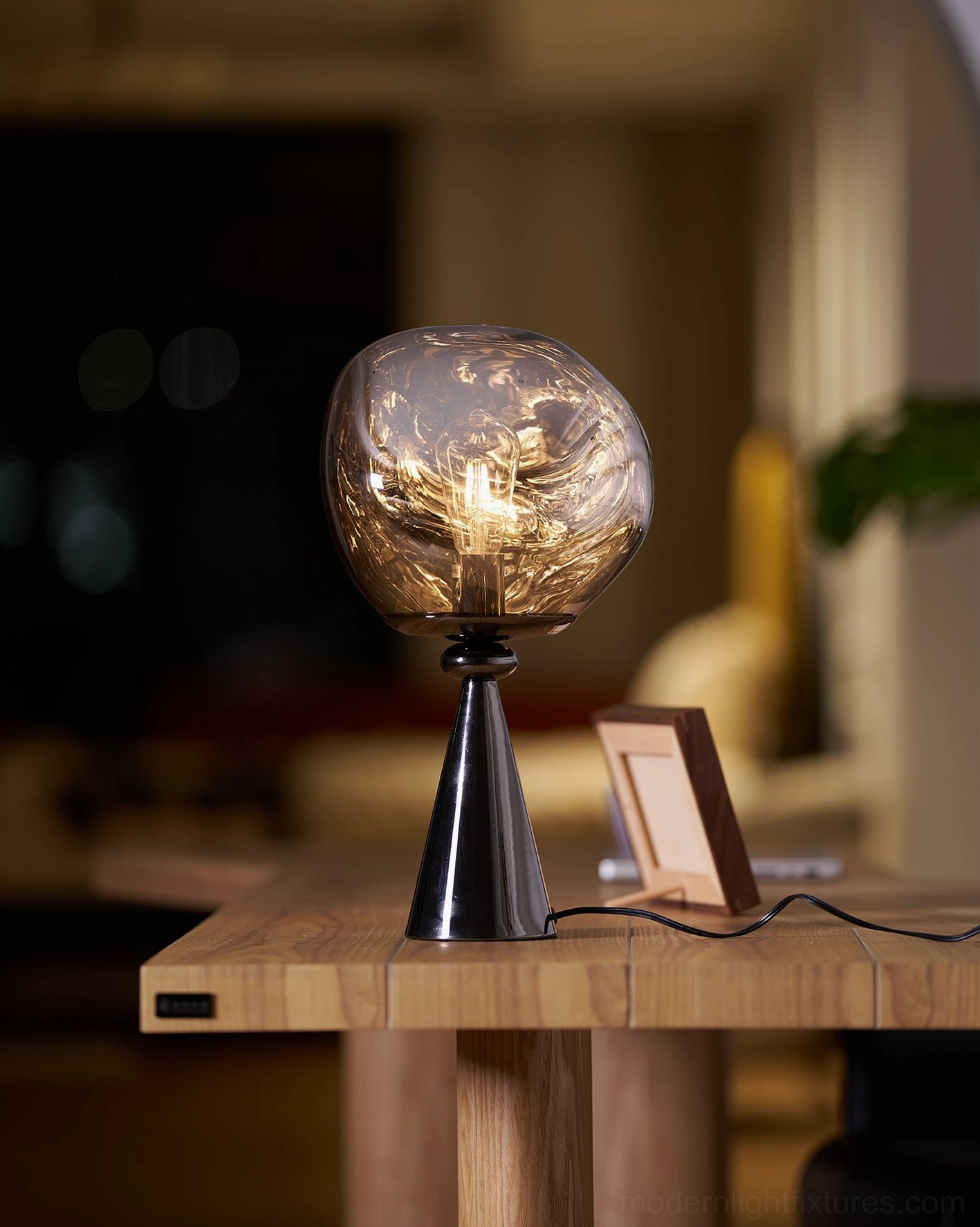 Molten cone lamp 66cm tall sculptural entryway console table impressive lighting statement