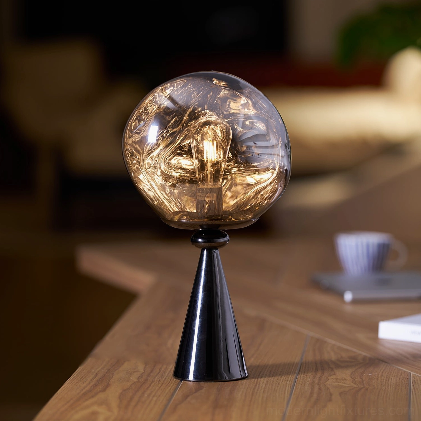 Molten cone lamp architectural interior design contemporary home décor sculptural piece