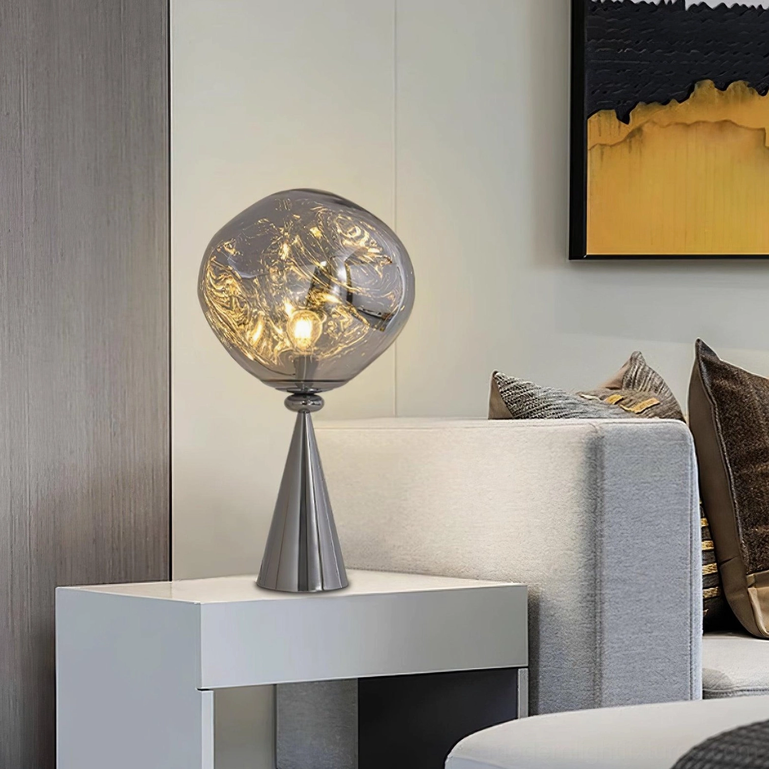 Molten glass cone lamp home office desk lighting contemporary workspace design fixture