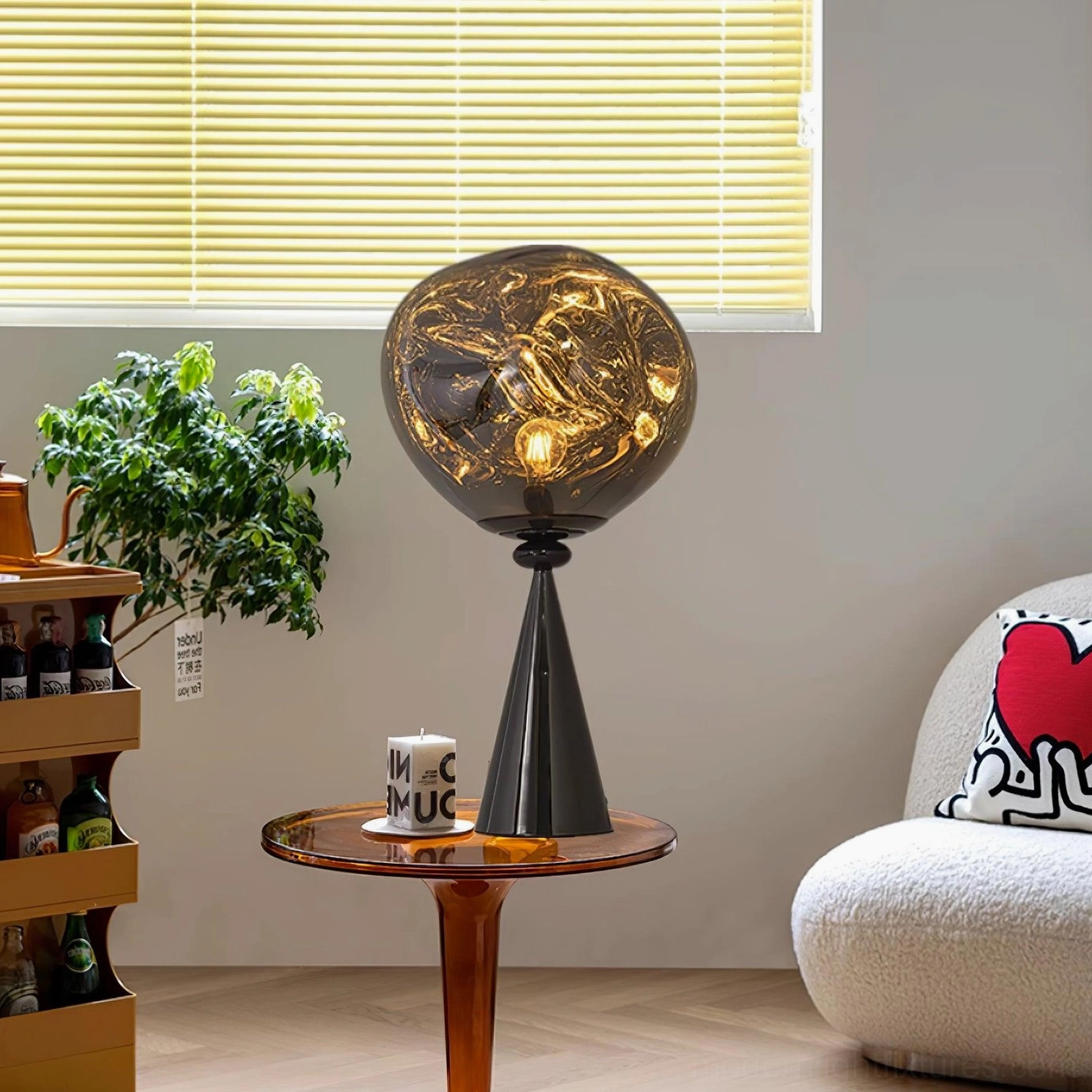Molten cone table lamp living room ambient lighting interior design modern home setting