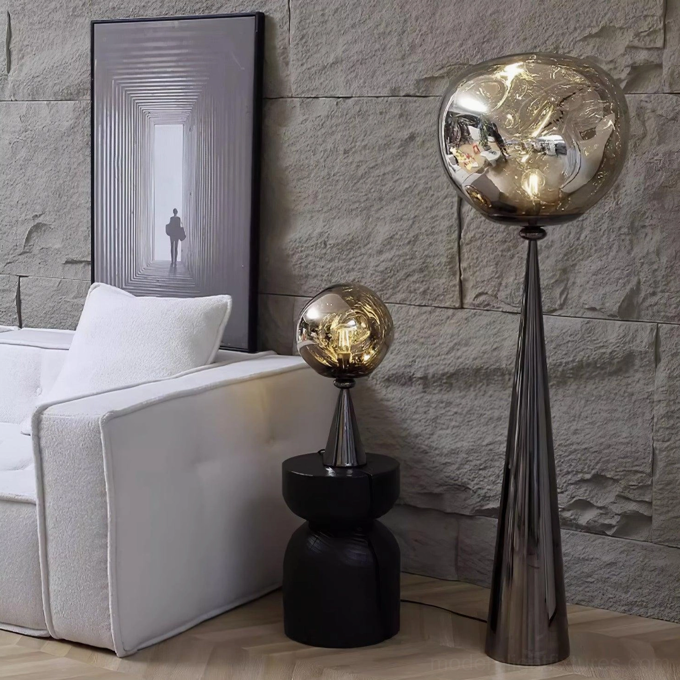 Molten cone lamp luxury contemporary home lighting designer fixture artistic statement piece
