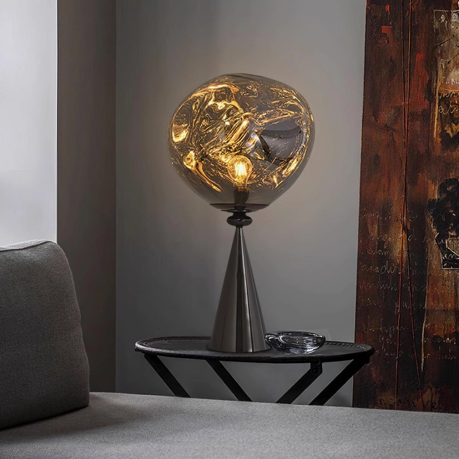 Molten glass cone table lamp minimalist Scandinavian design contemporary home lighting