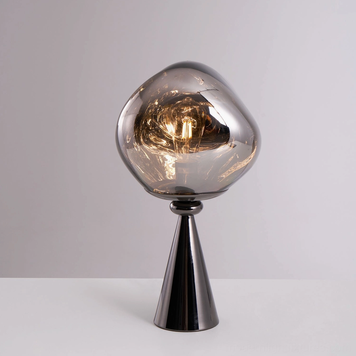 Molten glass cone table lamp packaging product unboxing protective presentation professional