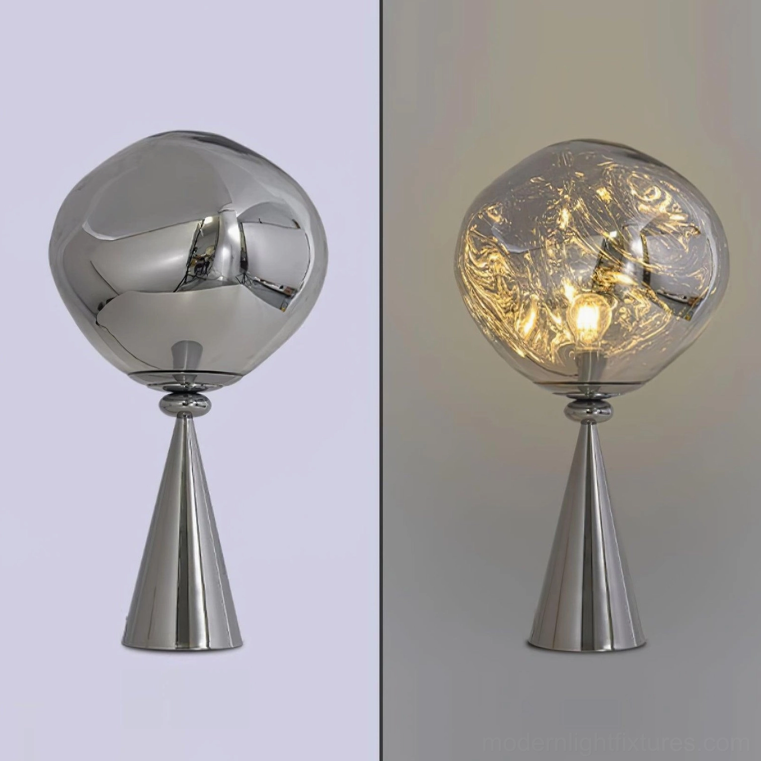 Molten glass cone table lamp push-button switch cord detail specifications product features