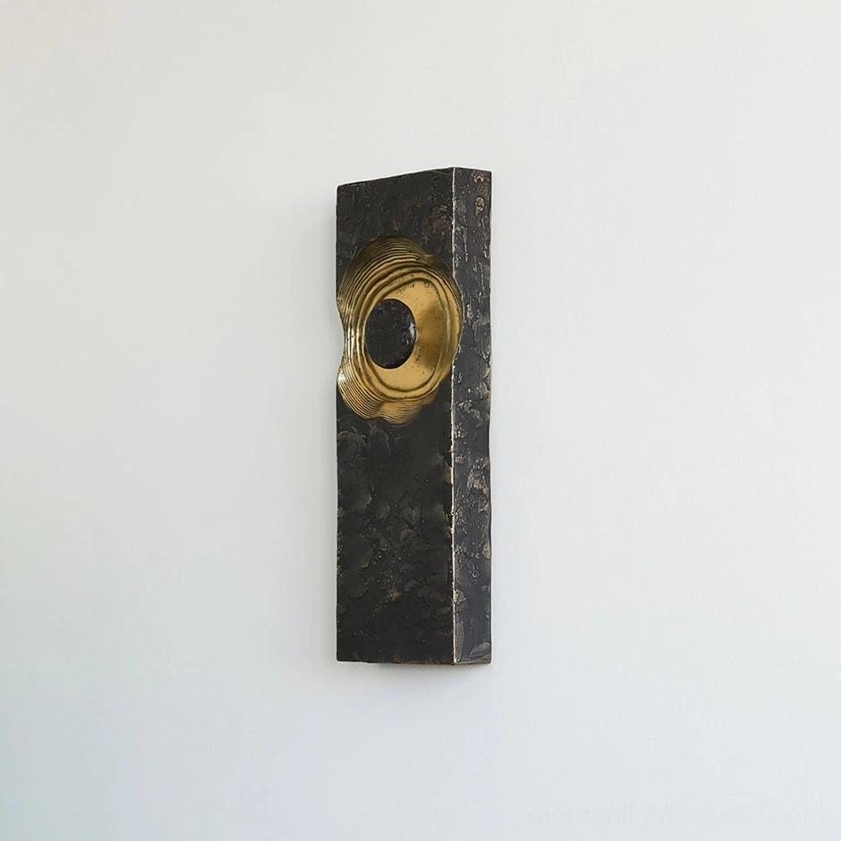Moltena wall lamp mounted in residential hallway, dramatic sculptural statement piece with organic flowing edges