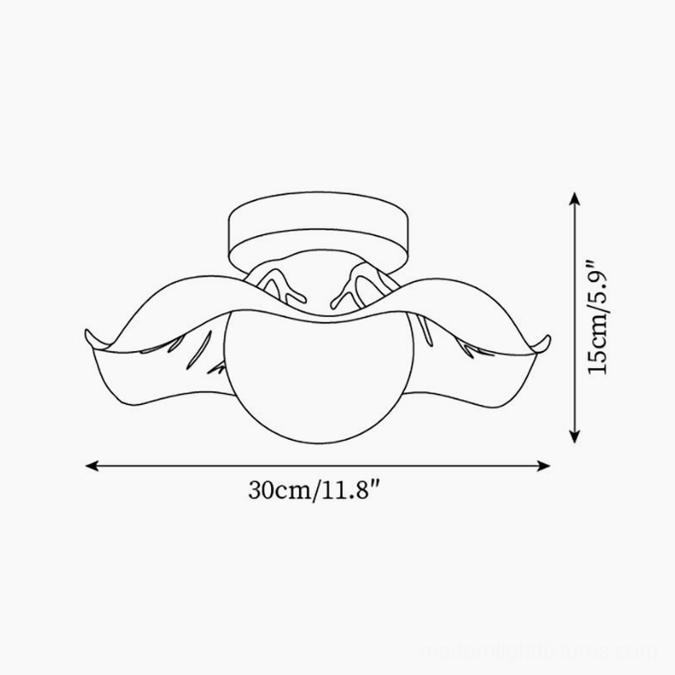 Monae ceiling light fixture technical line drawing orthographic dimension specifications 30cm x 15cm