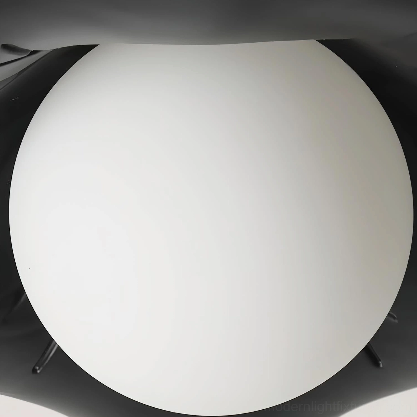 Monae petal ceiling light fixture front close-up frosted spherical glass shade black mounting base