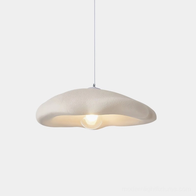 Monk Cloud Pendant Light - matte white sculptural design with organic shape on studio background