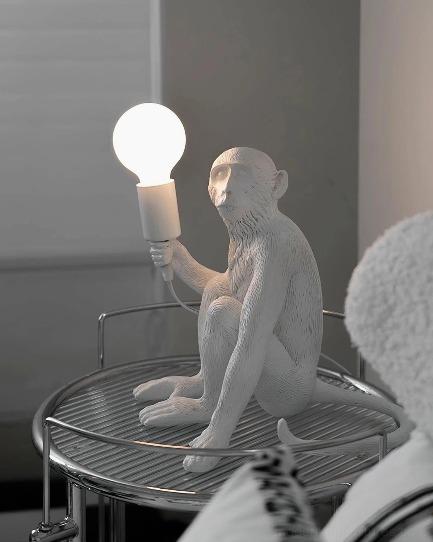 Monkey table lamp compact size dimension display on surface