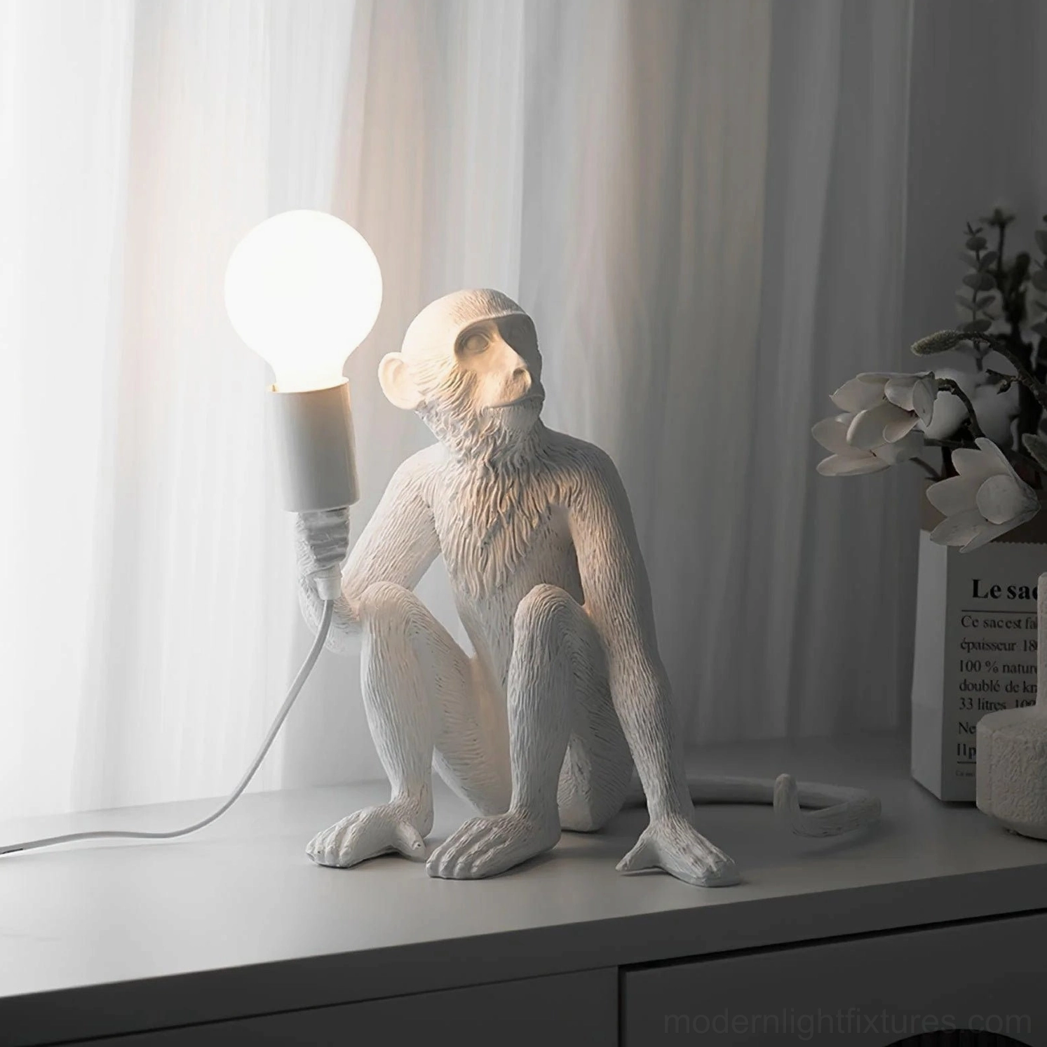 Monkey table lamp statement size dimension display on surface