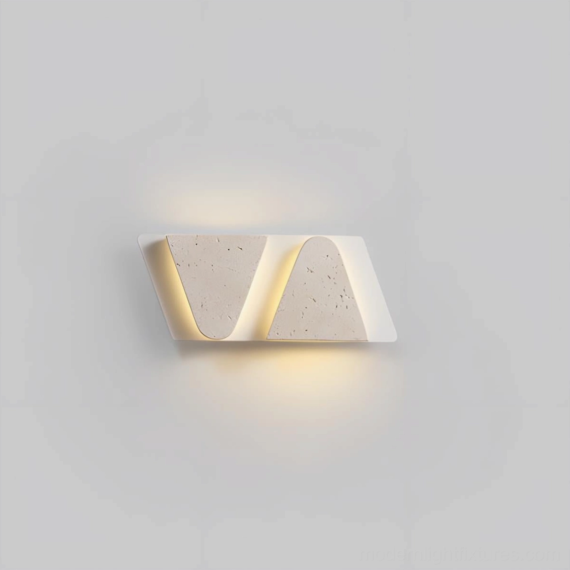 2-head monolith travertine wall sconce compact geometric stone sconce