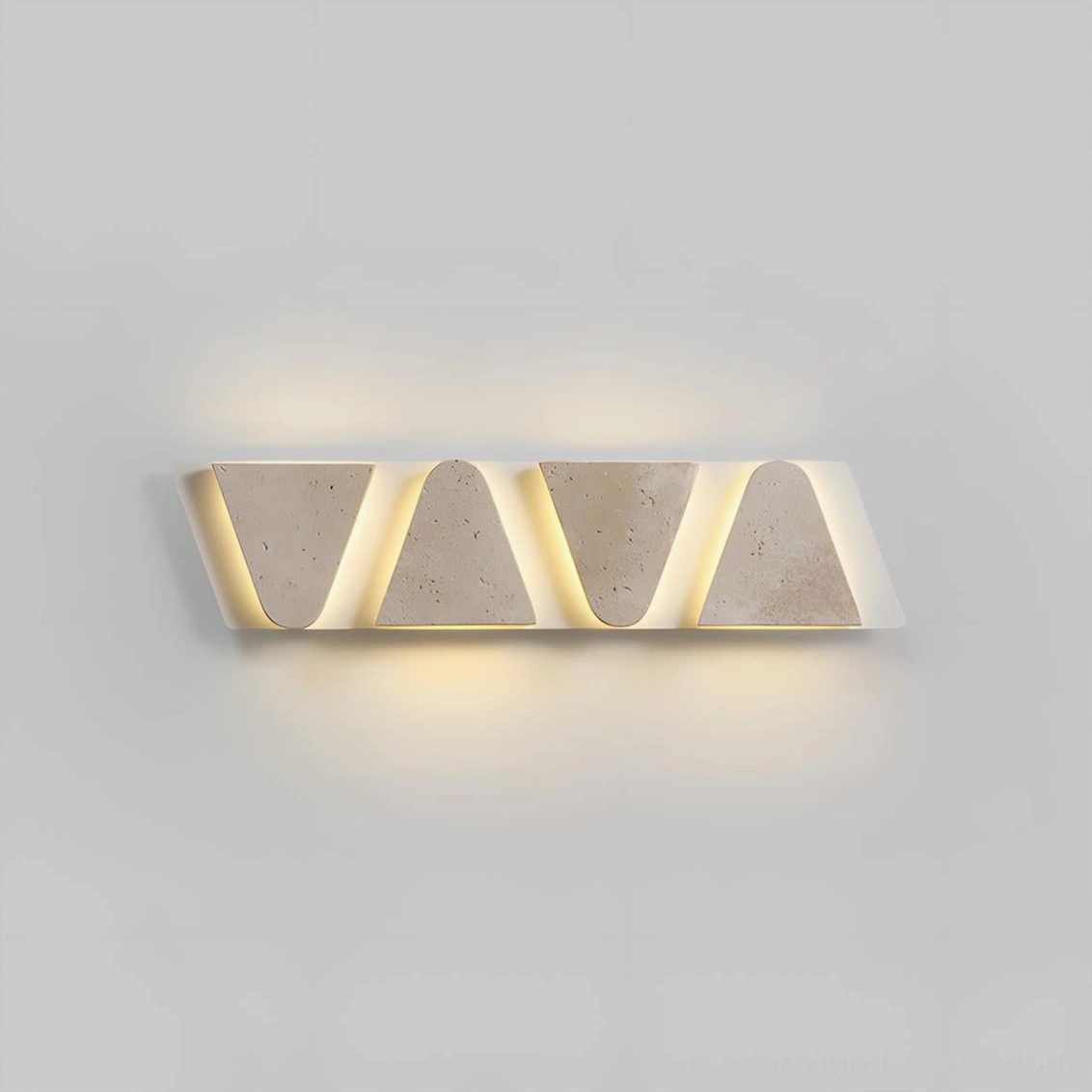 4-head monolith travertine wall sconce mid-size geometric stone lighting