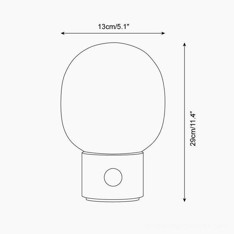 Monolith table lamp technical drawing showing dimensions and specifications