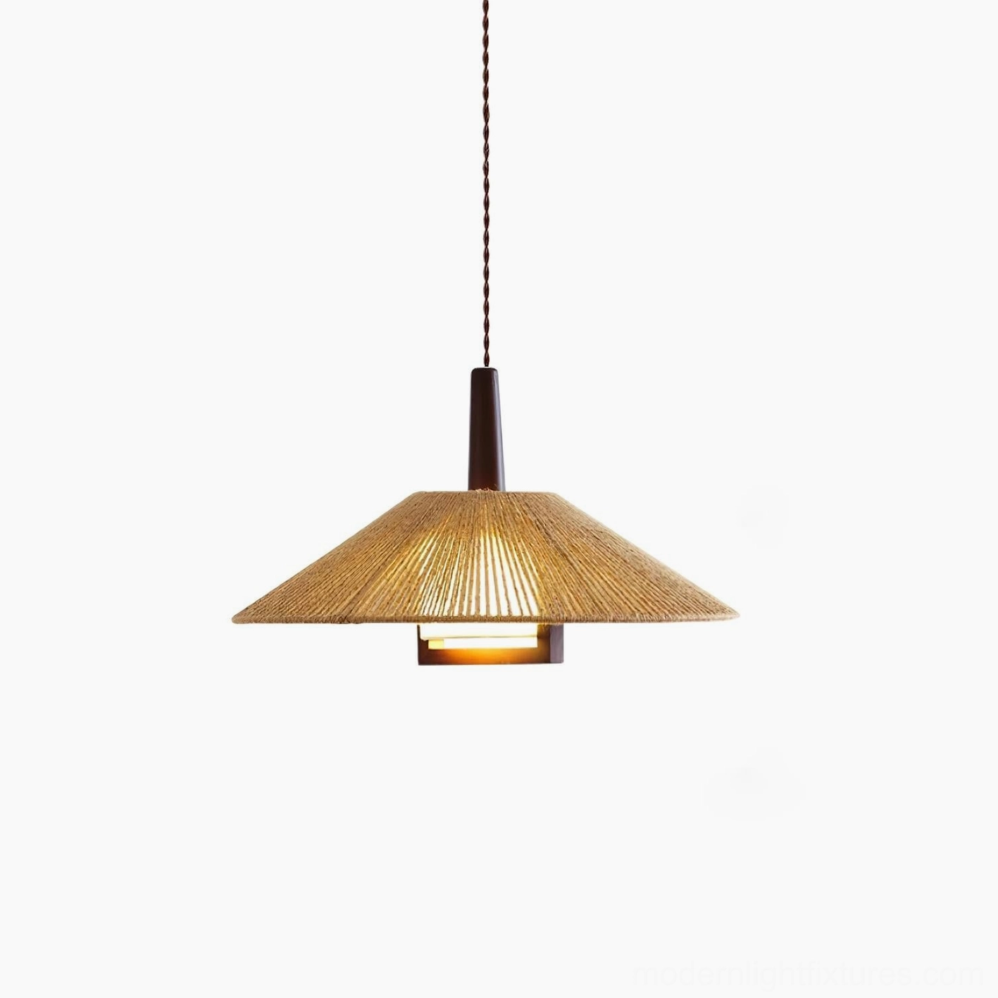 Mons bohemian hemp rope pendant lamp artisanal woven shade with warm ambient lighting