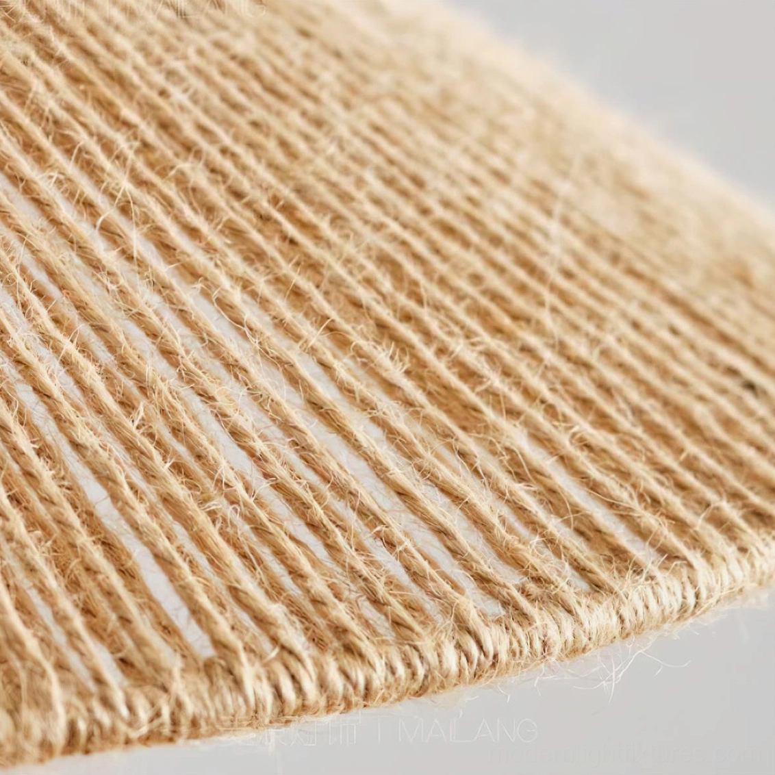Mons handwoven hemp rope pendant fixture with walnut and light brown color options