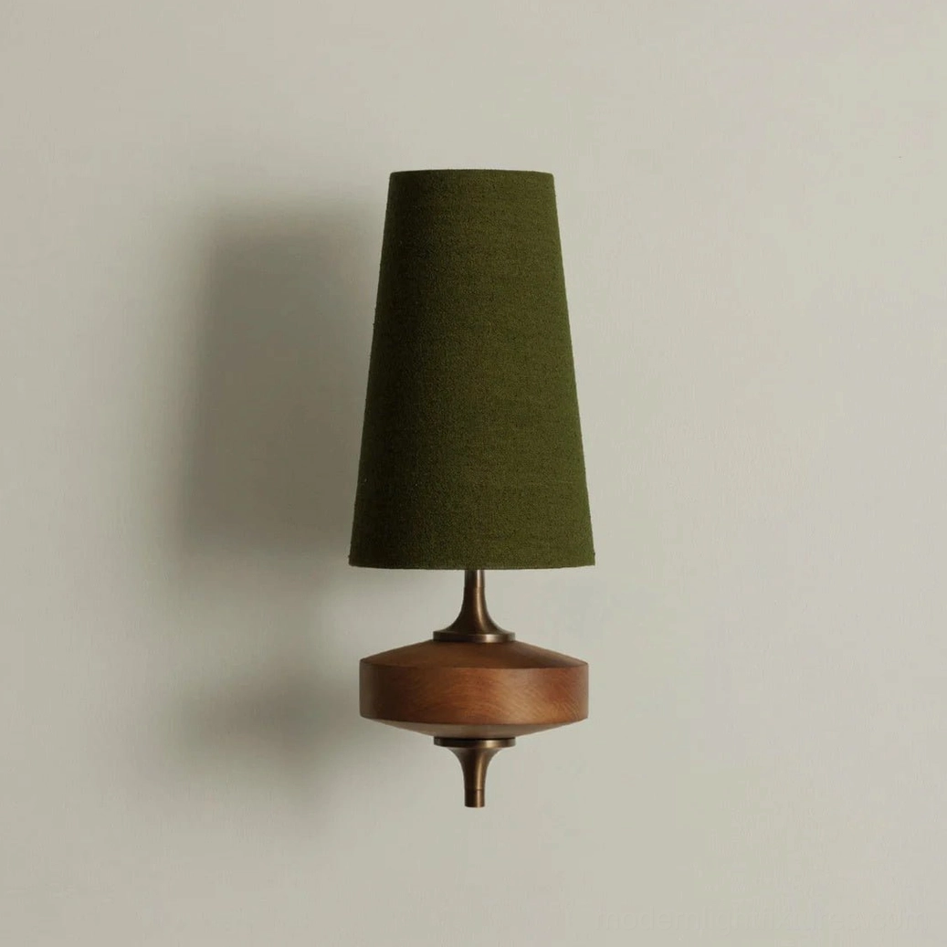 Montera single-head wall sconce with emerald green conical shade and brass base, L 5.9 inch configuration