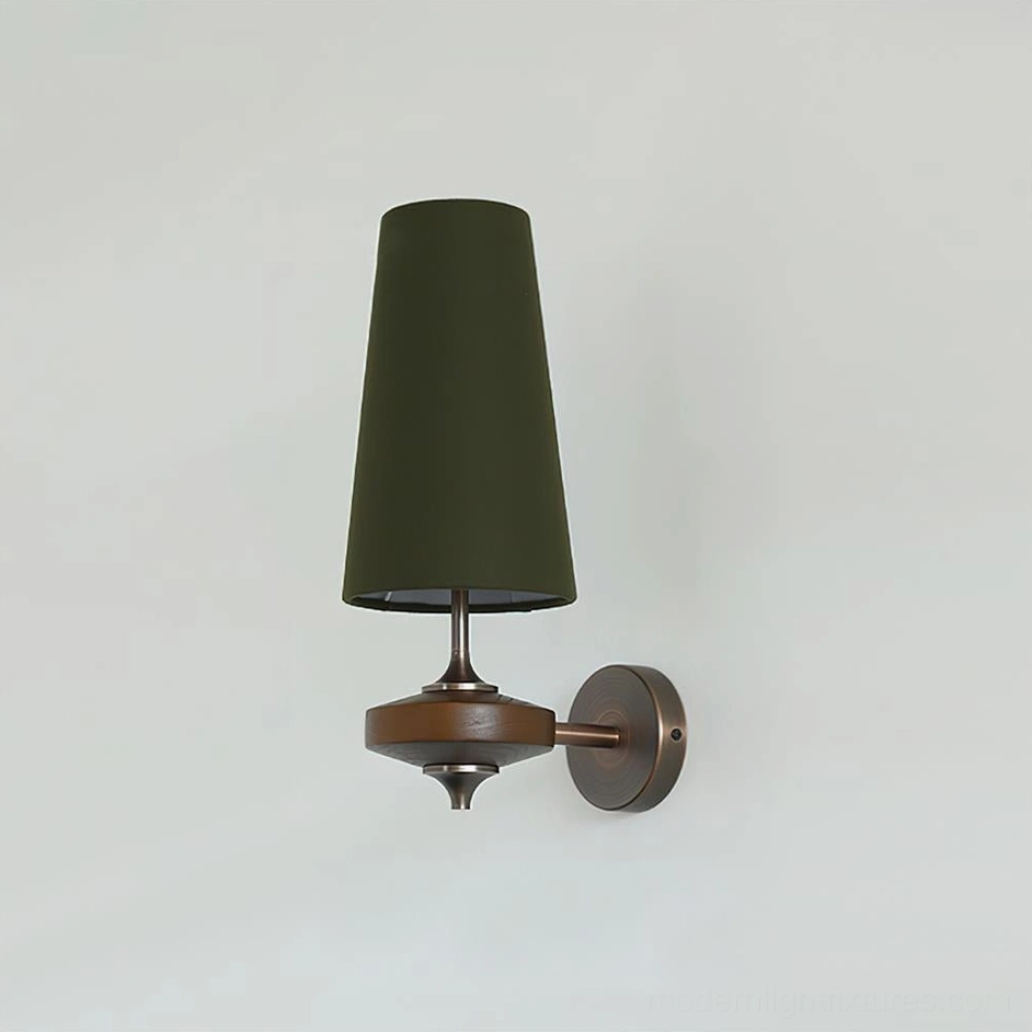 Montera wall sconce styling in contemporary bedroom setting with symmetrical pair installation