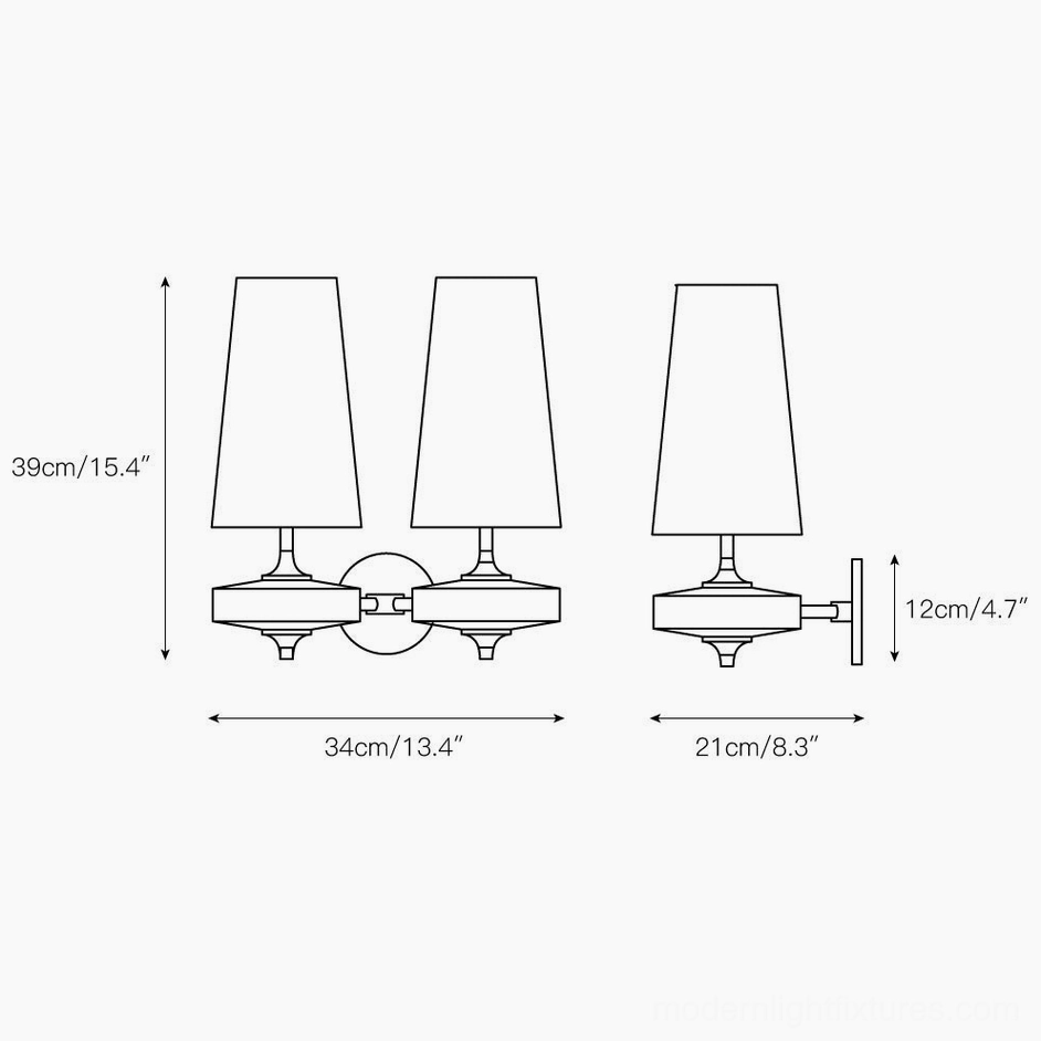 Montera wall sconce installation schematic showing multi-lamp mounting layout and spacing specifications