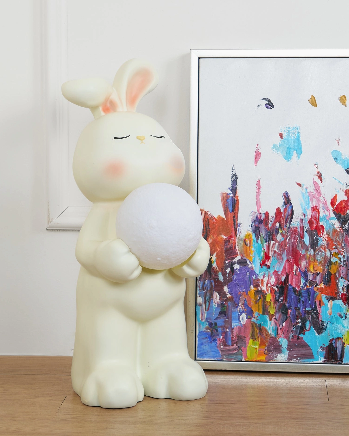 Moon rabbit floor lamp bedroom nightstand positioning convenient touch control