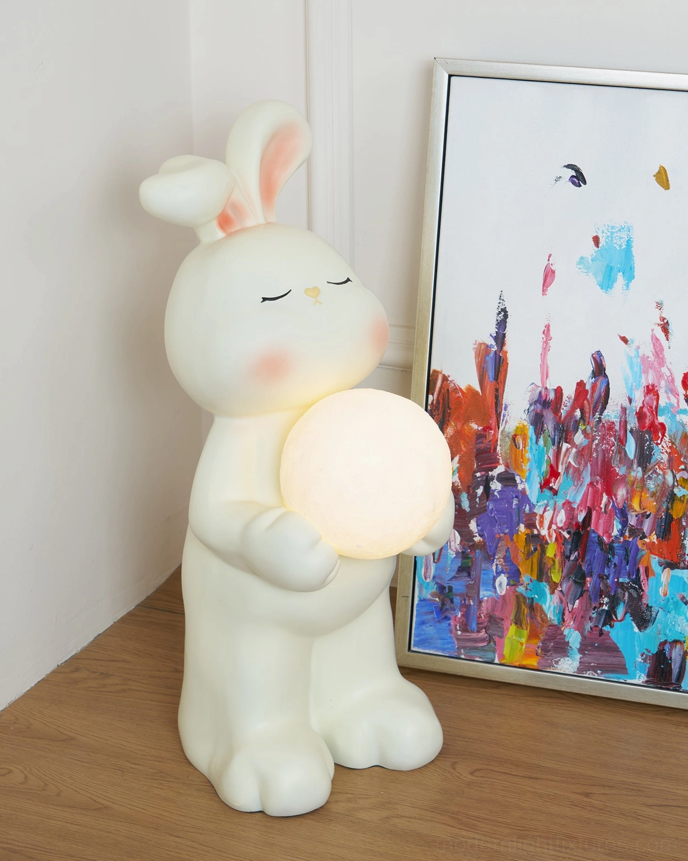 Moon rabbit floor lamp corner positioning ambient backlighting room atmosphere