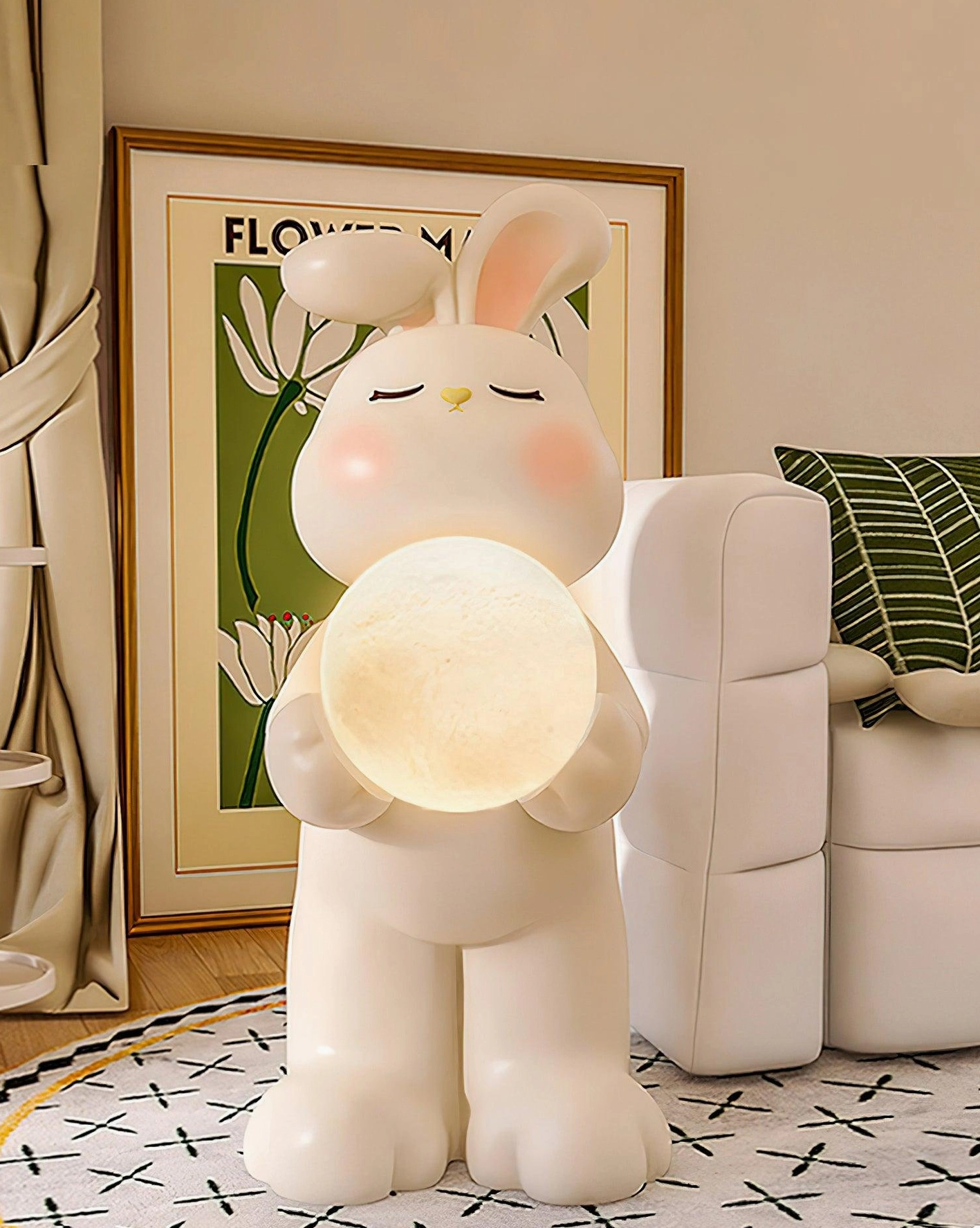Moon rabbit floor lamp color-changing LED light modes warm cool neutral white