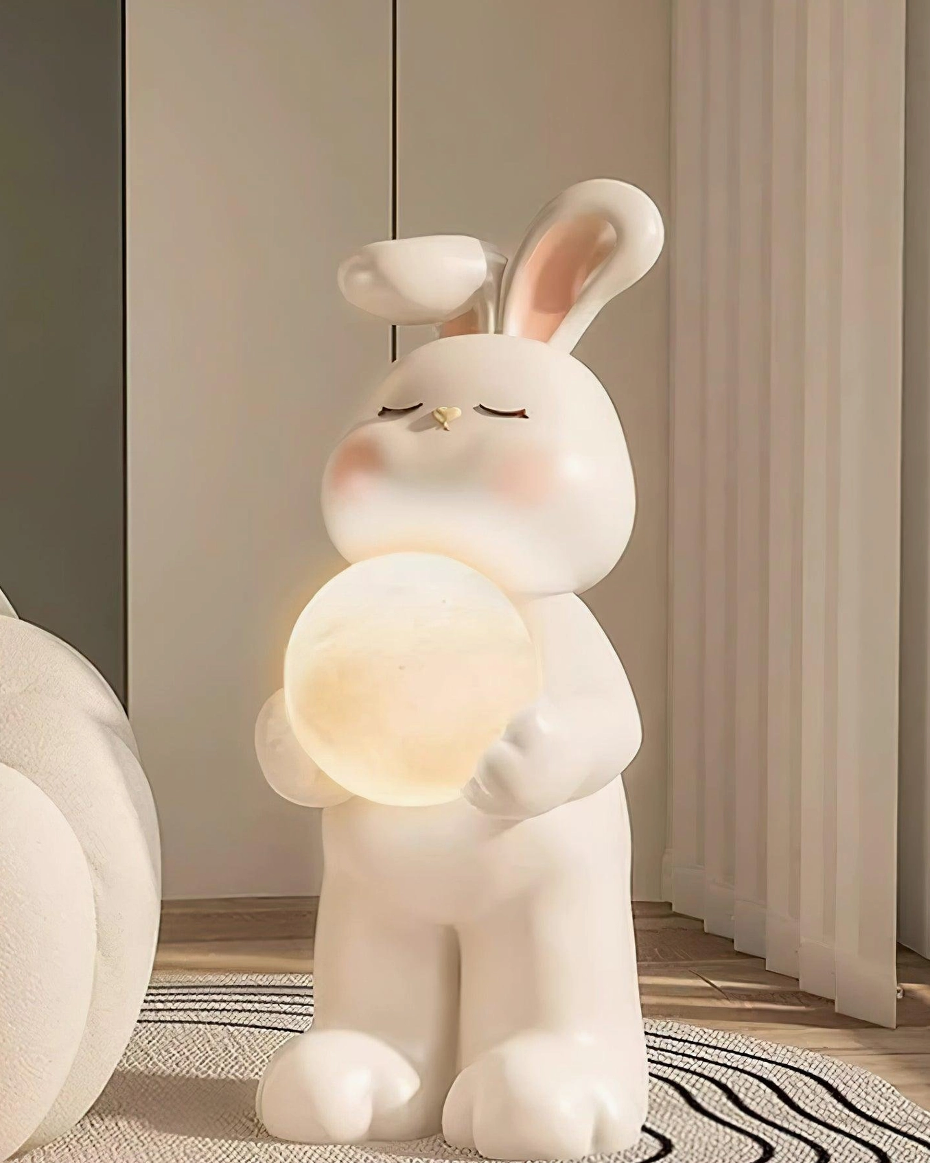 Moon rabbit floor lamp built-in USB port base charging functionality feature