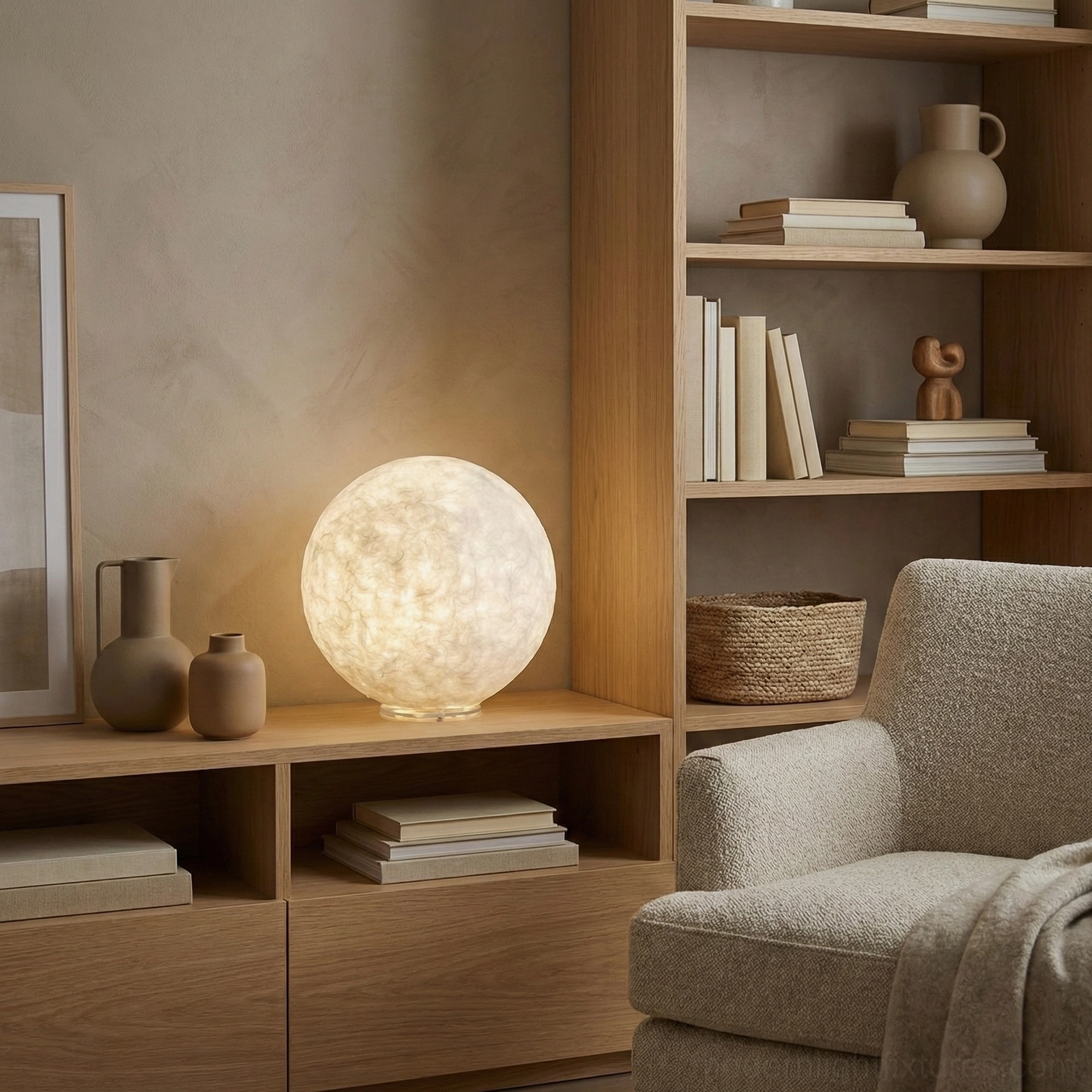 Moon table lamp Scandinavian Nordic minimalist design aesthetic home lighting