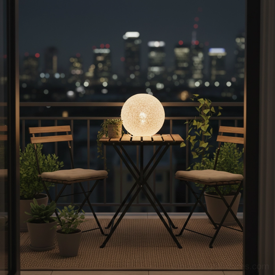 Moon table lamp spherical resin globe minimalist modern design detail shot