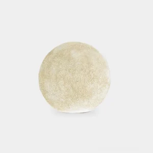 Modern moon table lamp spherical resin globe with soft white matte finish front view studio