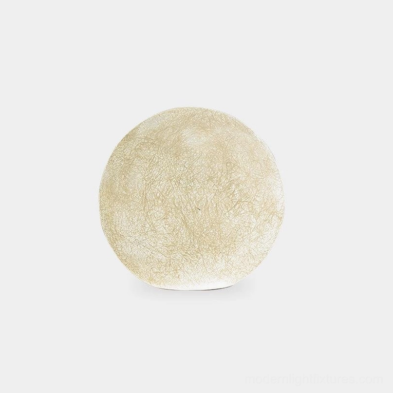 Modern moon table lamp spherical resin globe with soft white matte finish front view studio
