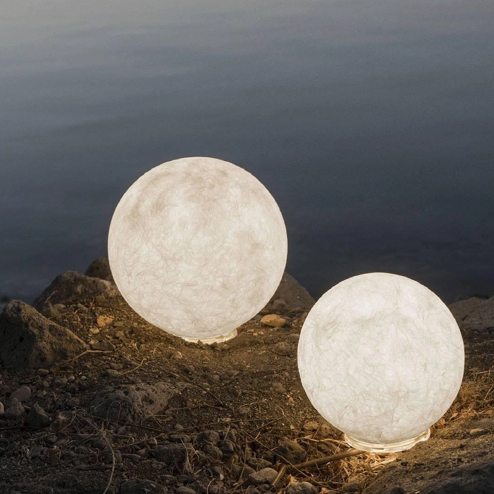 Moon table lamp white finish room accent lighting contemporary style setup