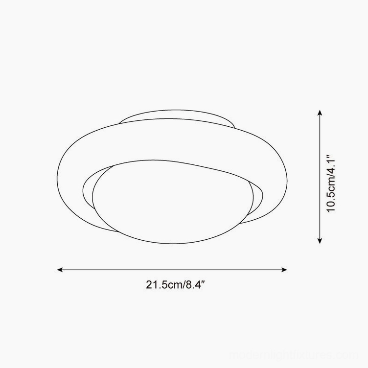 Moralis ceiling light fixture technical dimension diagram showing 21.5cm diameter and 10.5cm height specifications