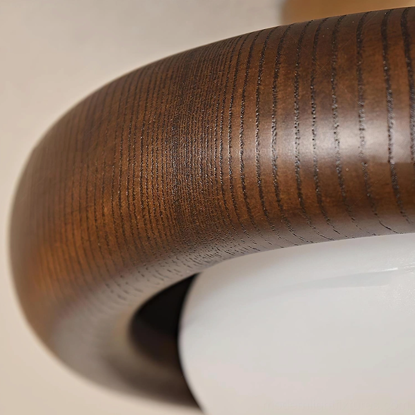 Scandinavian-style walnut ceiling lamp fixture showcasing natural wood grain and geometric minimalist design