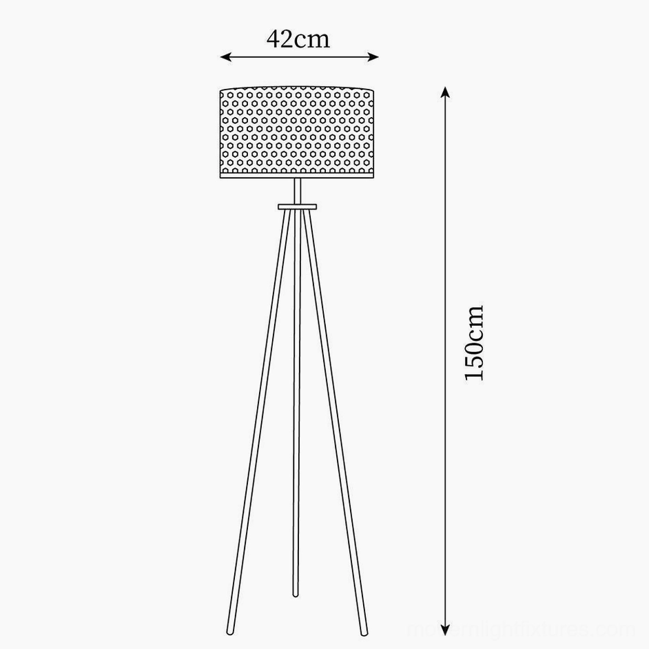 Morenci floor lamp technical schematic dimensions 150cm height 42cm shade diameter