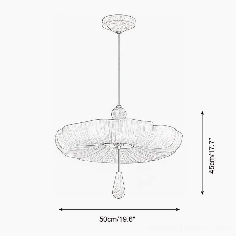 Mori Puff Pendant Light Model B technical drawing - 50cm diameter x 45cm height dimensions