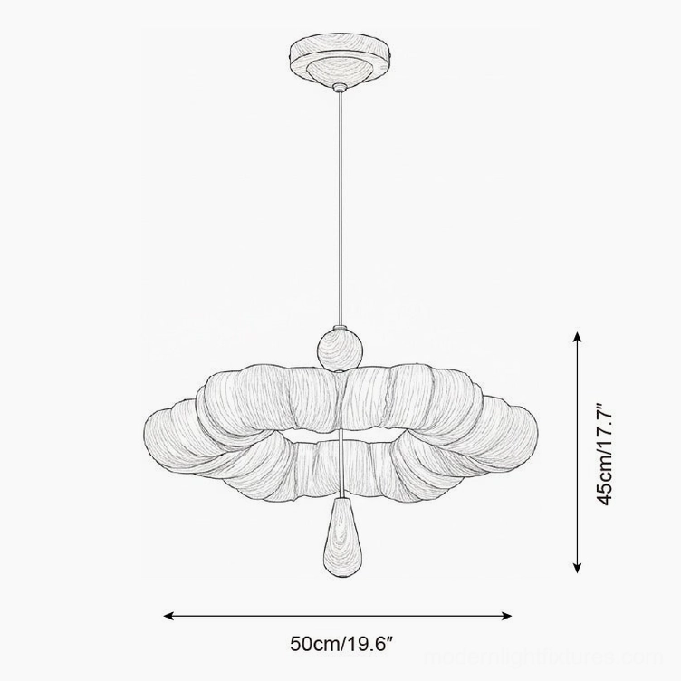Mori Puff Pendant Light Model C orthographic design sketch with layered cloud shape construction