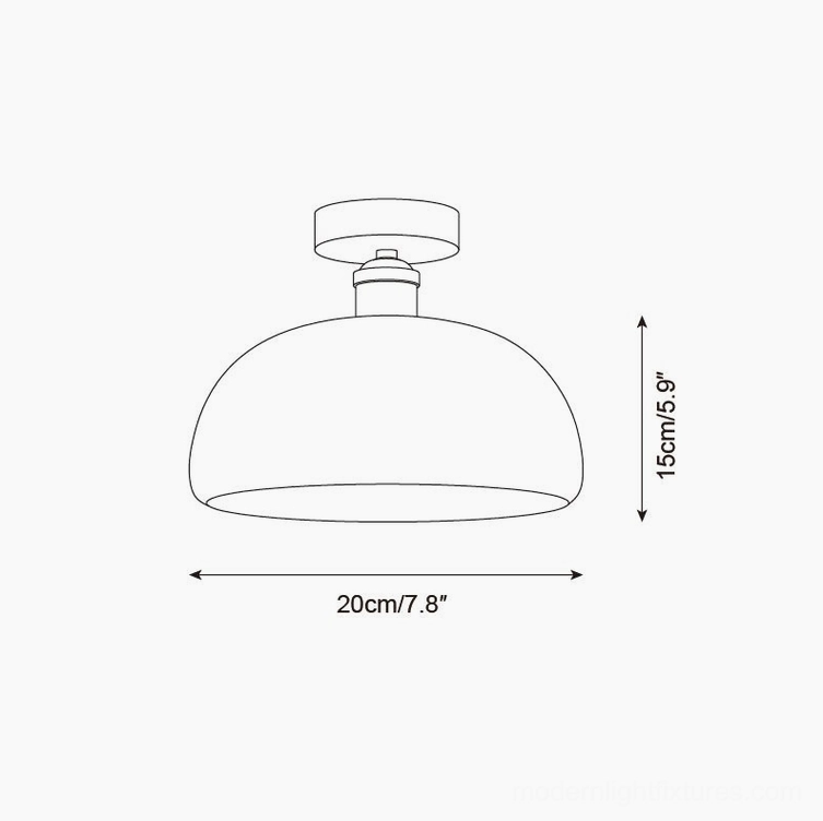 Compact moss glow ceiling lamp technical drawing orthographic front view - 20cm diameter 15cm height