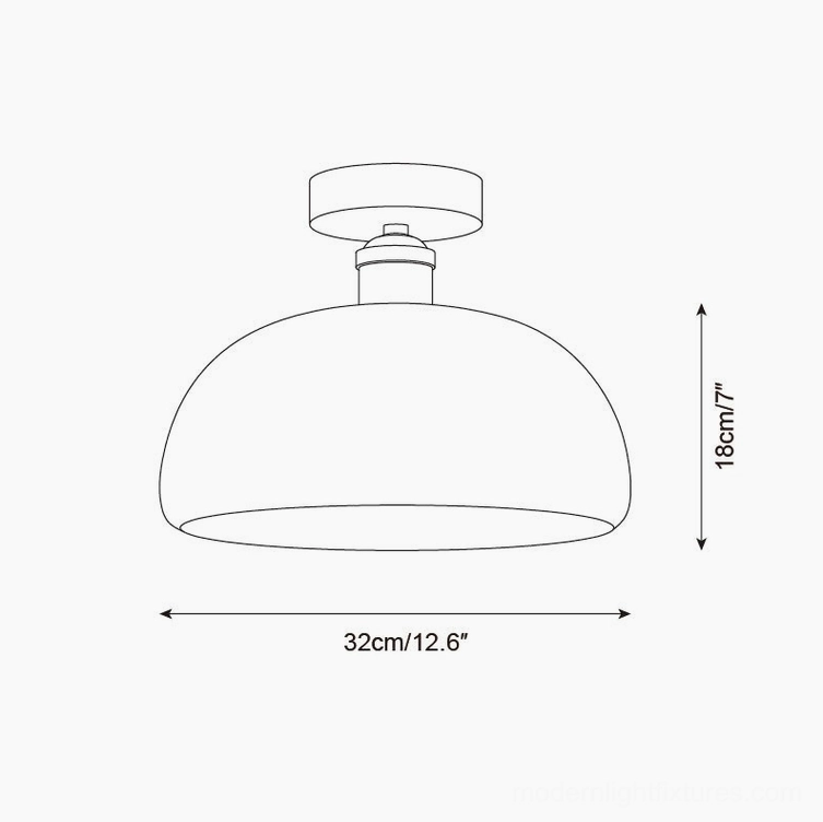 Large moss glow ceiling light technical drawing orthographic front view - 32cm diameter 18cm height