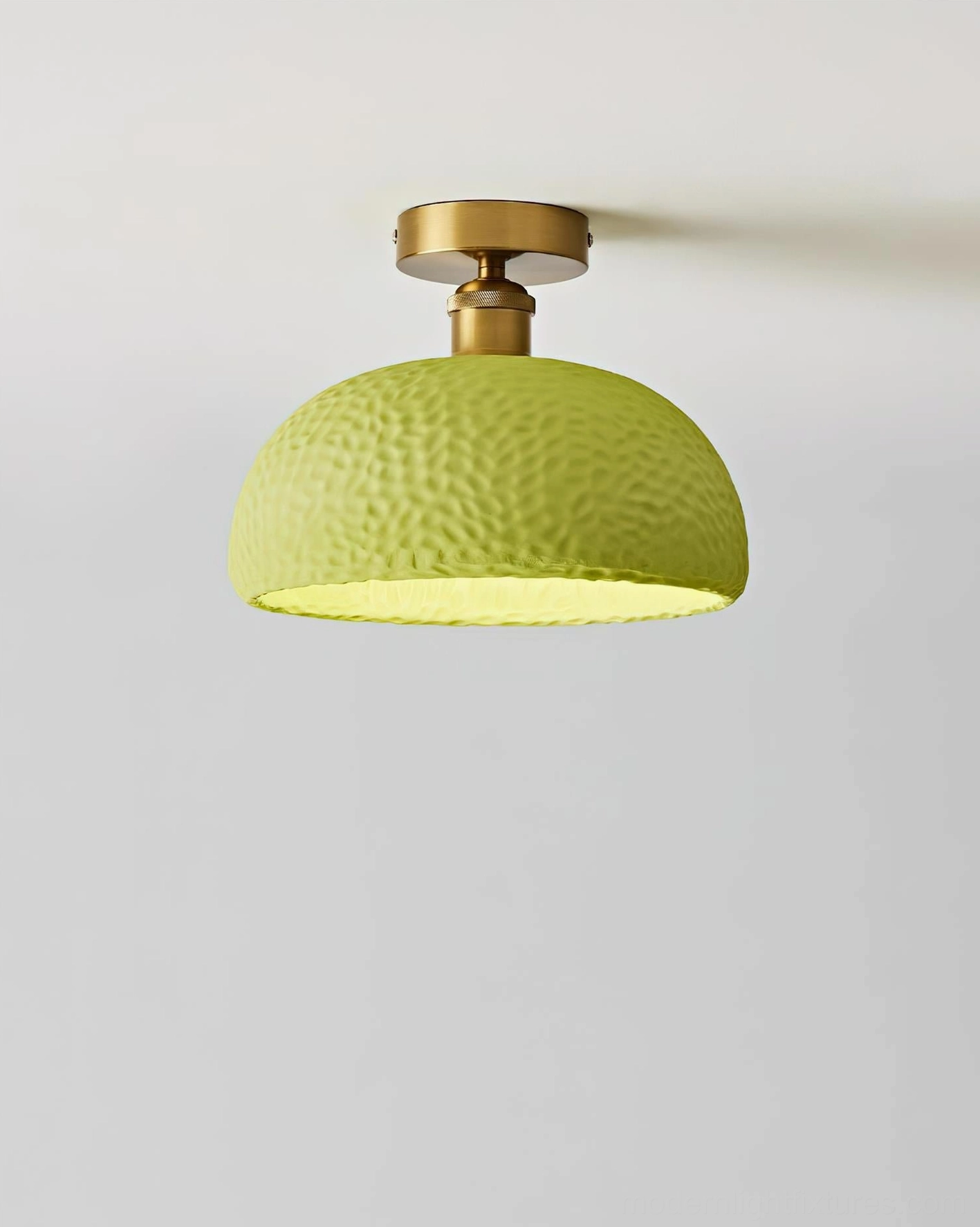 Moss glow semi-flush ceiling fixture in white with matte textured resin shade - product detail