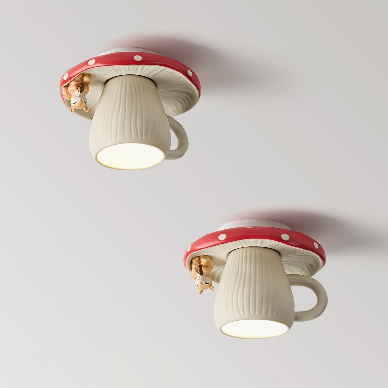 Ceramic mug flush mount light installation guide surface and recessed options