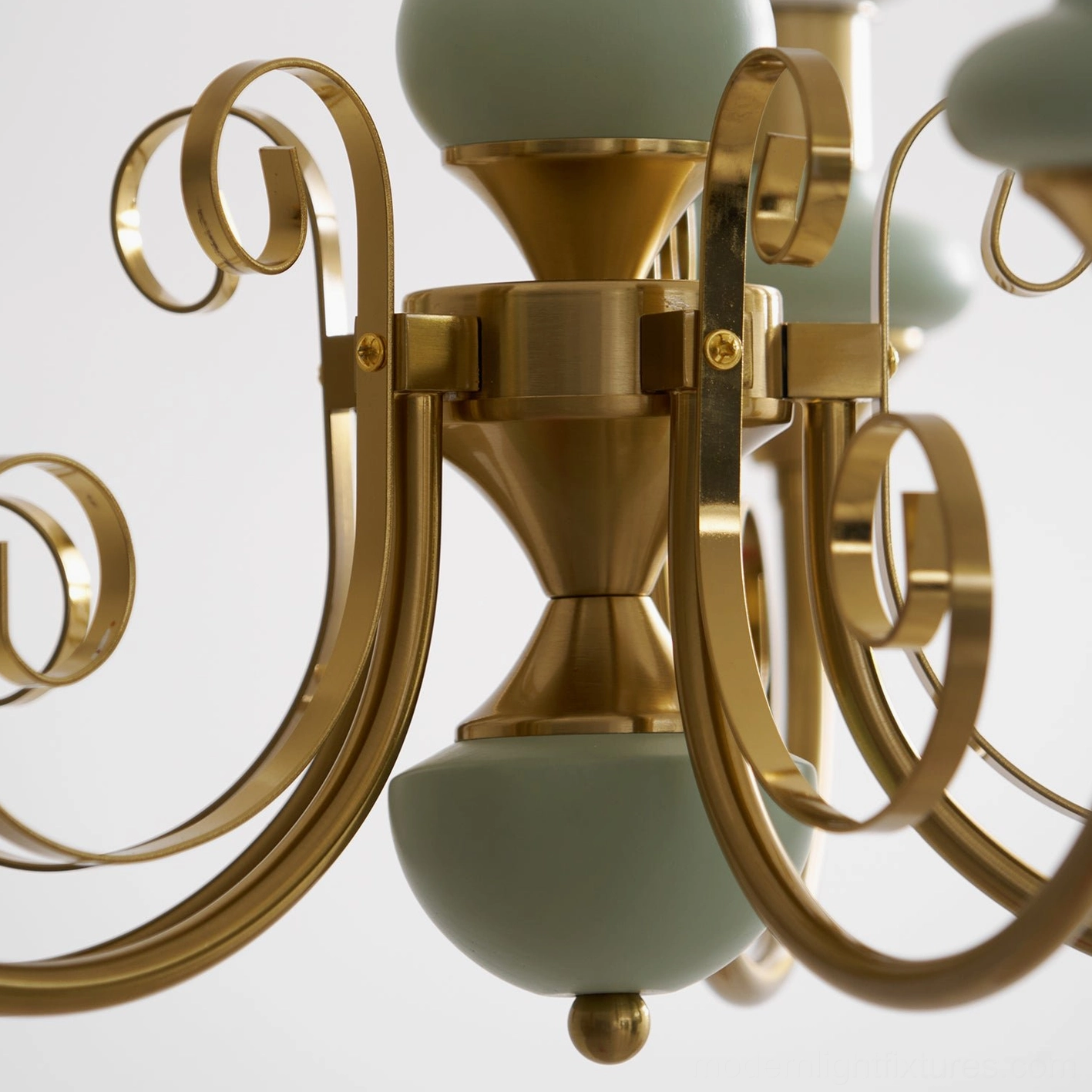 Multi-head glass chandelier with frosted white shades, indoor lighting fixture