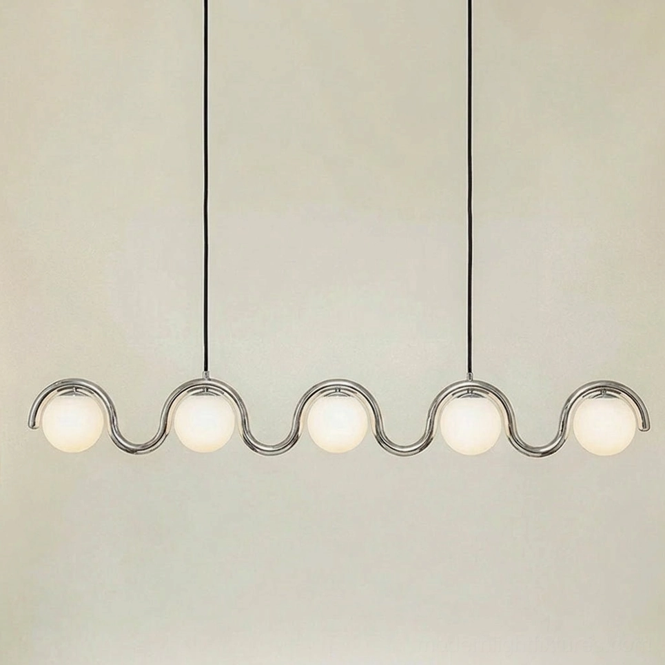 Contemporary multi-head wave pendant light creating visual rhythm and movement