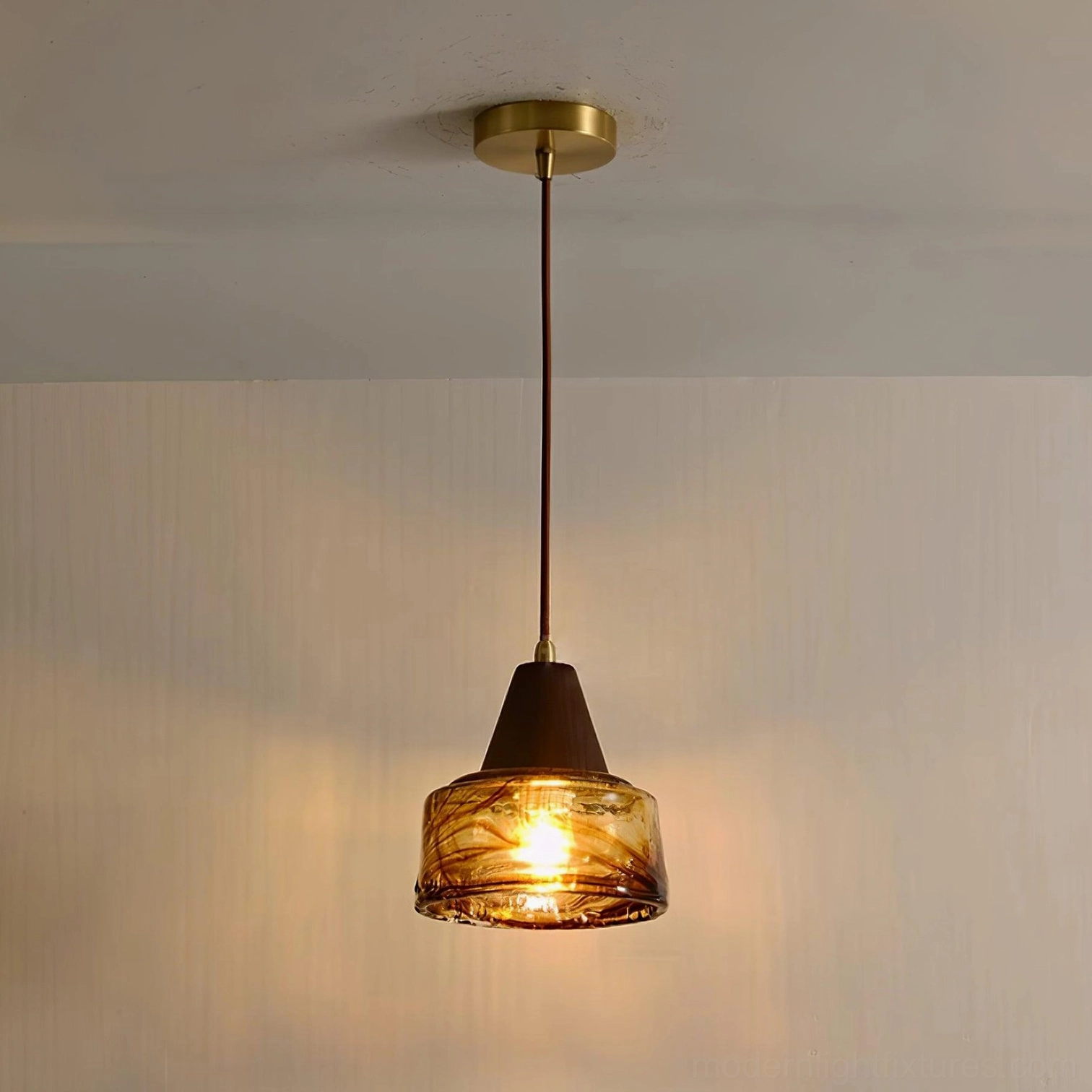 Murano amber glass pendant light bohemian interior styling