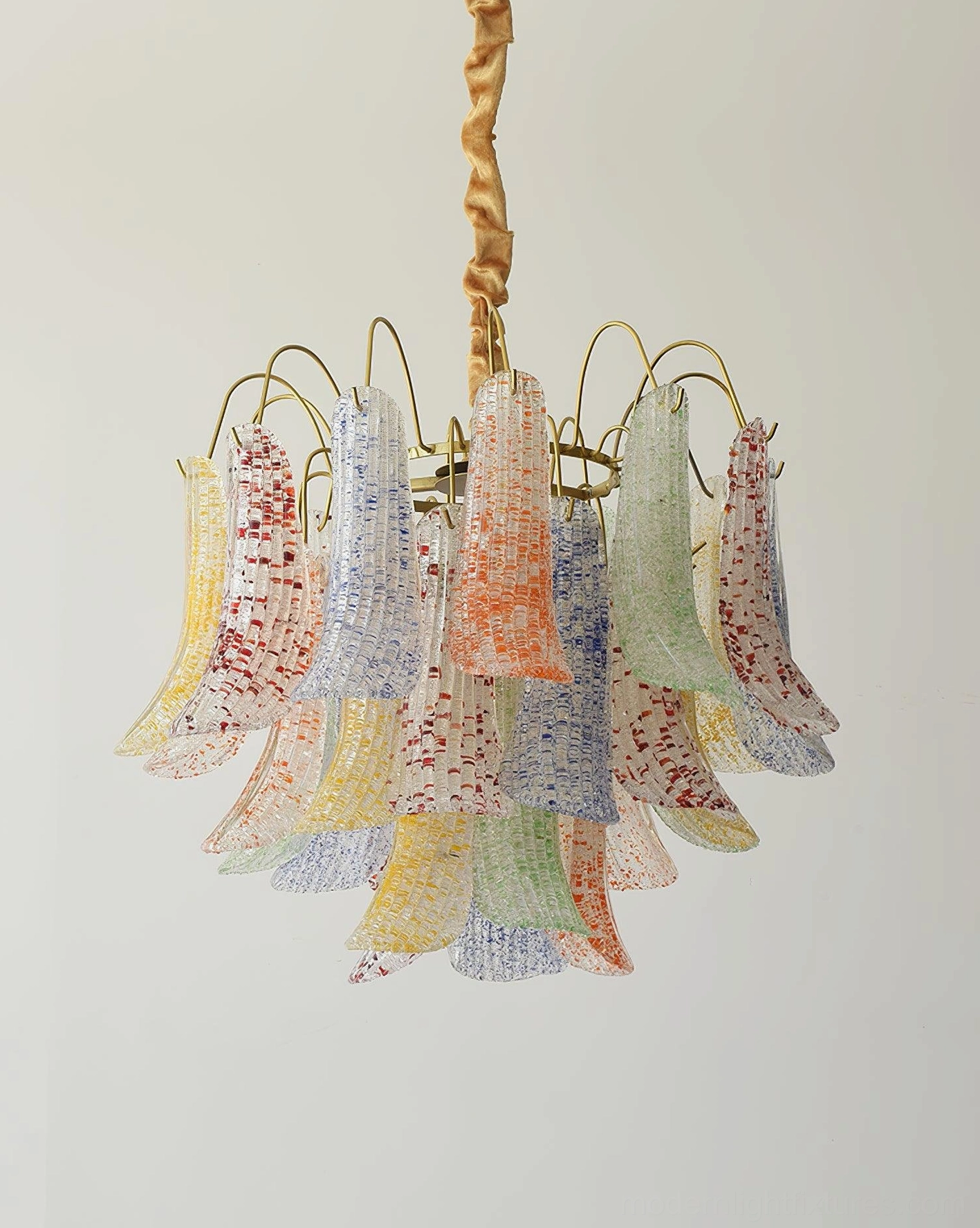Murano glass chandelier small 50cm model with five light sockets and 22 glass pieces