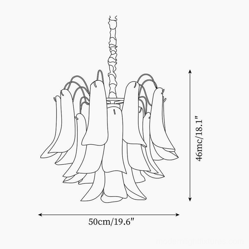 Murano glass chandelier 50cm diameter dimension schematic with 46cm height specifications line drawing