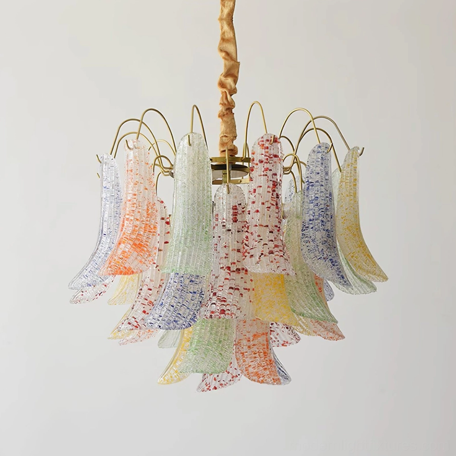 Handcrafted Murano glass chandelier fixture showing artisan glasswork and texture variation