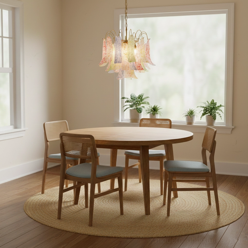 Venetian Murano glass chandelier pendant light with brass metal frame construction